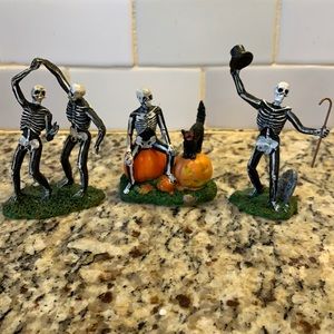 Set of 3 Lemax Spooky Town 2007 Series Skeleton Figurines